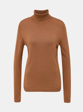 Hnedý basic sveter s rolákom VILA Bolonia