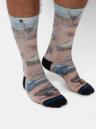 Béžové pánske vzorované ponožky XPOOOS