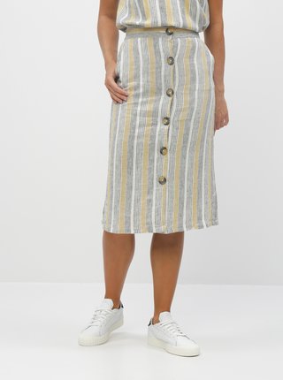 Krémovo-béžová pruhovaná ľanová sukňa M&Co