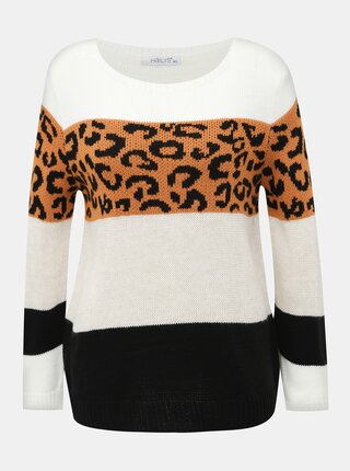 Biely dámsky sveter s leopardím vzorom Haily´s Sloan