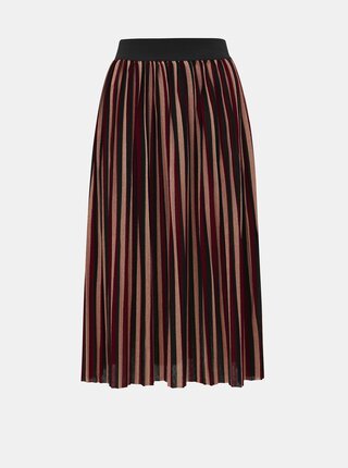 Vínová rebrovaná pruhovaná midi sukňa ONLY Way
