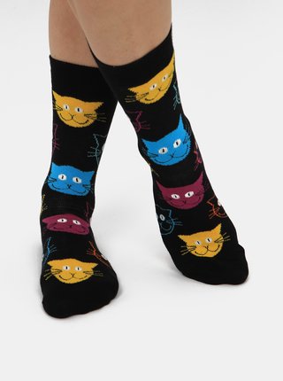 Černé vzorované ponožky Happy Socks Cat