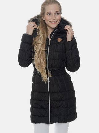 Čierny dámsky prešívaný vodeodolný zimný kabát SAM 73