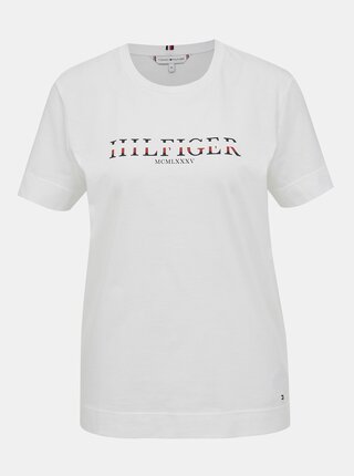 Biele dámske tričko s potlačou Tommy Hilfiger