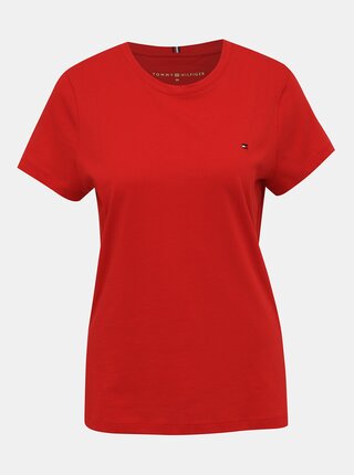 Červené dámske basic tričko Tommy Hilfiger New Crew