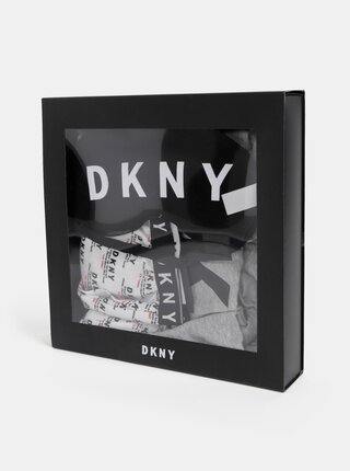 Sada dvojdielneho pyžama a škrabošky v bielo-šedej farbe DKNY