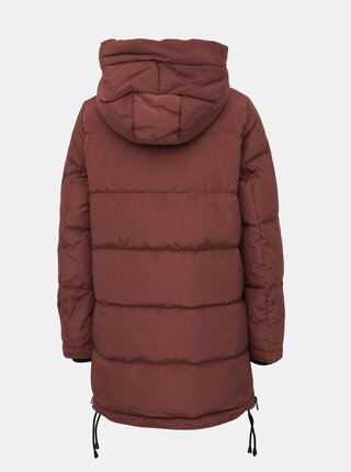 Hnedý zimný prešívaný kabát so zipsami na bokoch VERO MODA Oslo