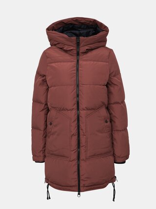 Hnedý zimný prešívaný kabát so zipsami na bokoch VERO MODA Oslo