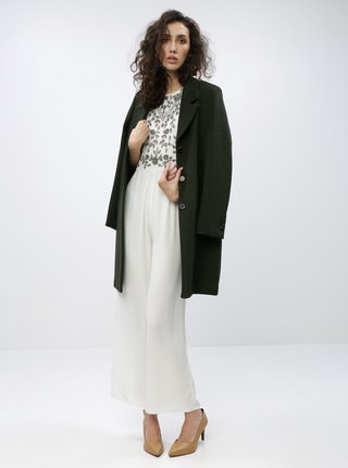 Tmavozelený vlnený kabát Selected Femme Sasja