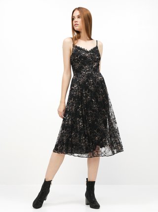 Černé květované šaty na ramínka Dorothy Perkins