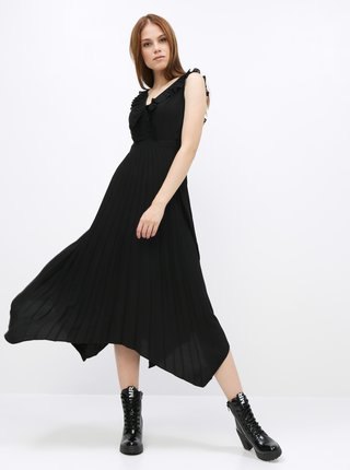 Čierne šaty s plisovanou sukňou Dorothy Perkins