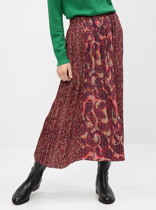 Vínová vzorovaná plisovaná midi sukňa ONLY Lamelia