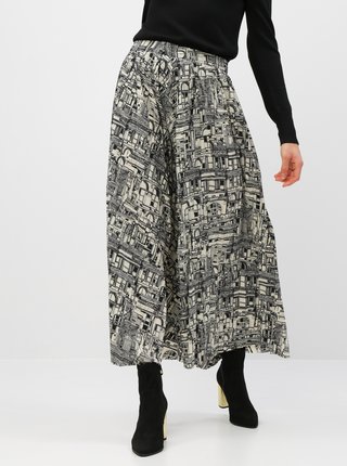 Čierno-krémová vzorovaná maxi sukňa Selected Femme Firma