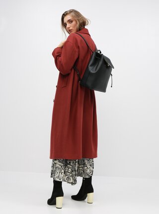 Tehlový kabát s prímesou vlny Selected Femme Jeanne