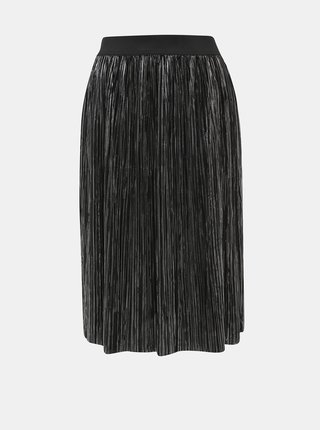 Čierna plisovaná sukňa s odleskami v striebornej farbe Noisy May Kiss