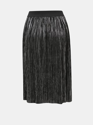 Čierna plisovaná sukňa s odleskami v striebornej farbe Noisy May Kiss