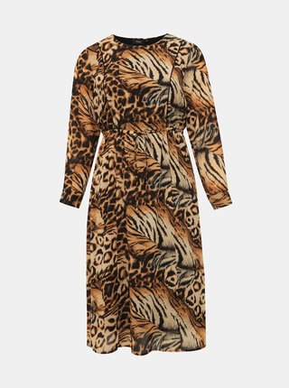 Hnedé šaty s leopardím vzorom Zizzi Povla