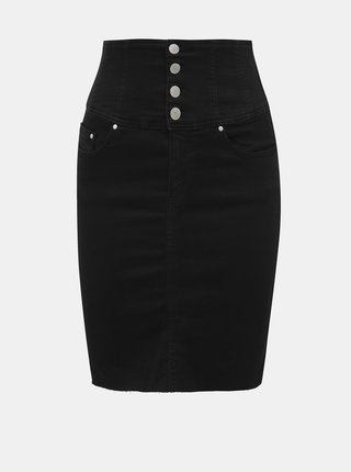 Čierna púzdrová rifľová sukňa s vysokým pásom TALLY WEiJL