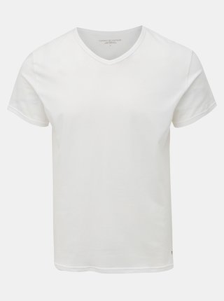 Sada tří bílých pánských triček s véčkovým výstřihem Tommy Hilfiger