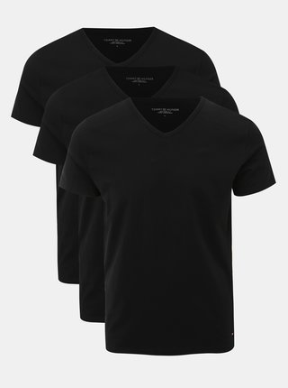 Sada tří pánských černých triček s véčkovým výstřihem Tommy Hilfiger