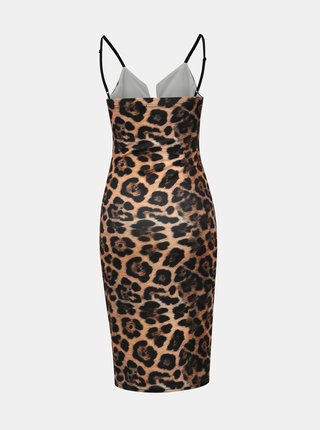 Hnedé púzdrové šaty s leopardím vzorom Haily´s Lorie