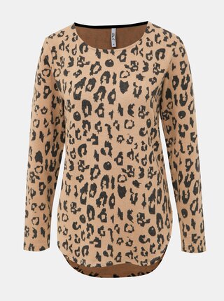 Béžový dámsky sveter s leopardím vzorom Haily´s Luzy