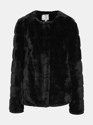 Čierny krátky kabát z umelej kožušiny Dorothy Perkins Tall