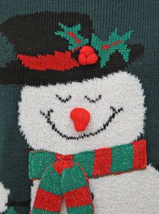Tmavozelený sveter s vianočným motívom VERO MODA Snowman
