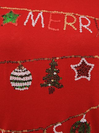 Červený sveter s vianočným motívom VERO MODA Merry