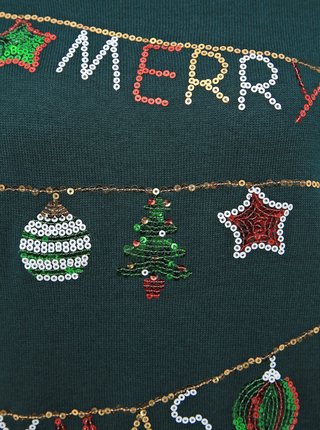 Tmavozelený sveter s vianočným motívom VERO MODA Merry