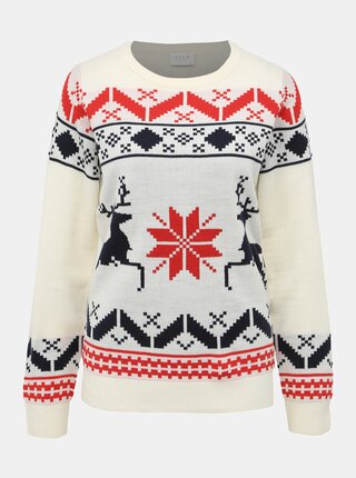 Biely sveter s vianočným motívom VILA Jiki