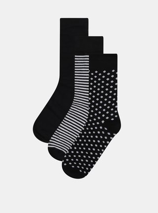 Sada tří párů černých vzorovaných ponožek Jack & Jones Organic