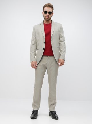 Béžové oblekové slim fit nohavice Selected Homme Maze Saint