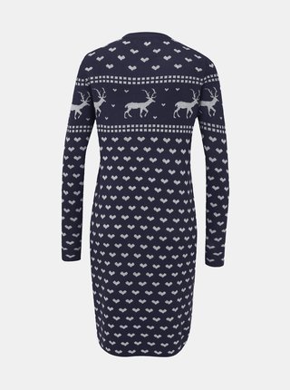 Tmavomodré svetrové šaty s vianočním motívom ONLY Heartmas