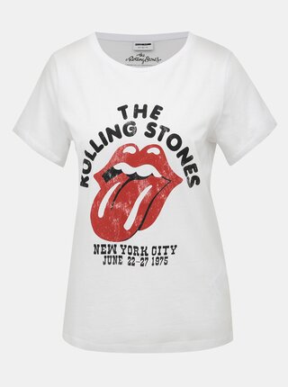 Biele tričko s potlačou Noisy May Rolling Stones
