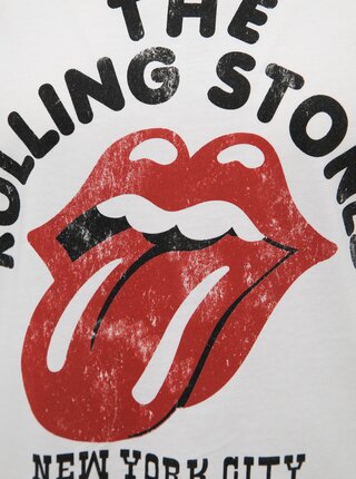 Biele tričko s potlačou Noisy May Rolling Stones