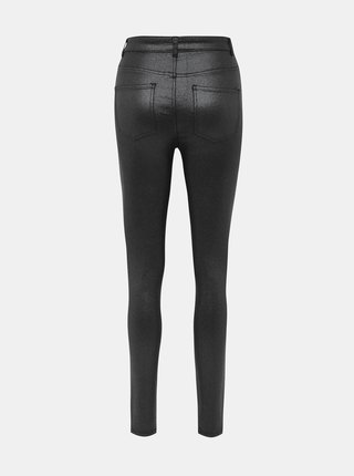 Čierne trblietavé skinny fit nohavice s povrchovou úpravou Noisy May Callie