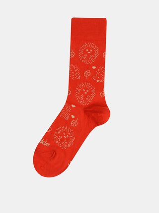 Červené vzorované ponožky Fusakle V zahrade