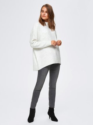 Biely basic sveter s prímesou vlny Selected Femme Fenica