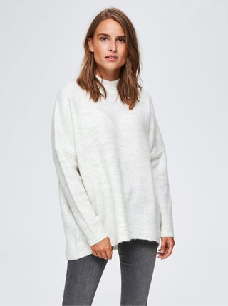 Biely basic sveter s prímesou vlny Selected Femme Fenica