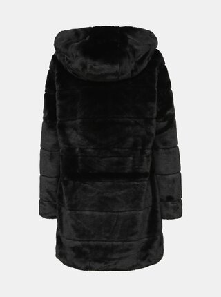 Čierny kabát z umelej kožušiny ONLY Chris