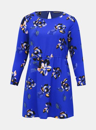 Modré kvetované šaty ONLY CARMAKOMA Lux
