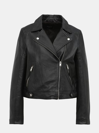 Čierna kožená bunda Selected Femme Katie