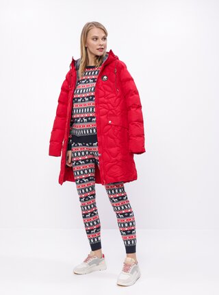 Červený dámsky prešívaný funkčný zimný kabát Maloja Praüras