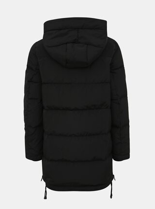 Čierny zimný prešívaný kabát so zipsami na bokoch VERO MODA Oslo