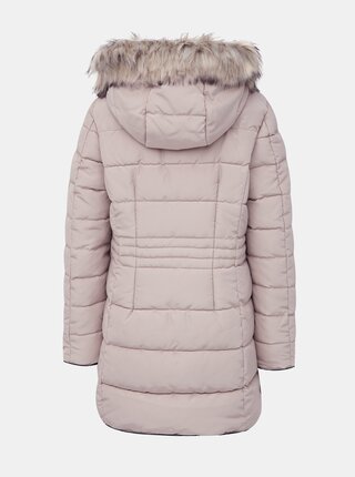 Béžový zimný kabát s umelým kožúškom VERO MODA Viennamy