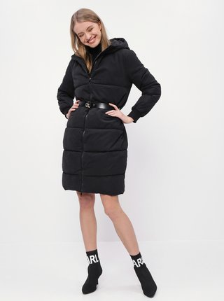 Čierny zimný prešívaný kabát Jacqueline de Yong Noble