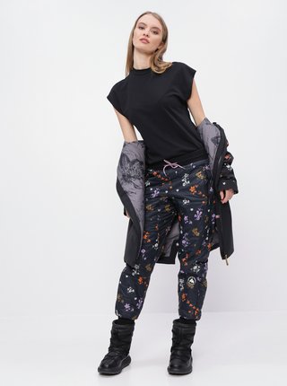 Čierne kvetované prešívané funkčné nohavice Maloja Viturin