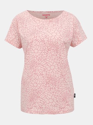 Svetloružové dámske kvetované tričko SAM 73