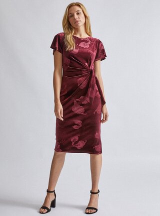 Vínové kvetované sametové púzdrové šaty Dorothy Perkins